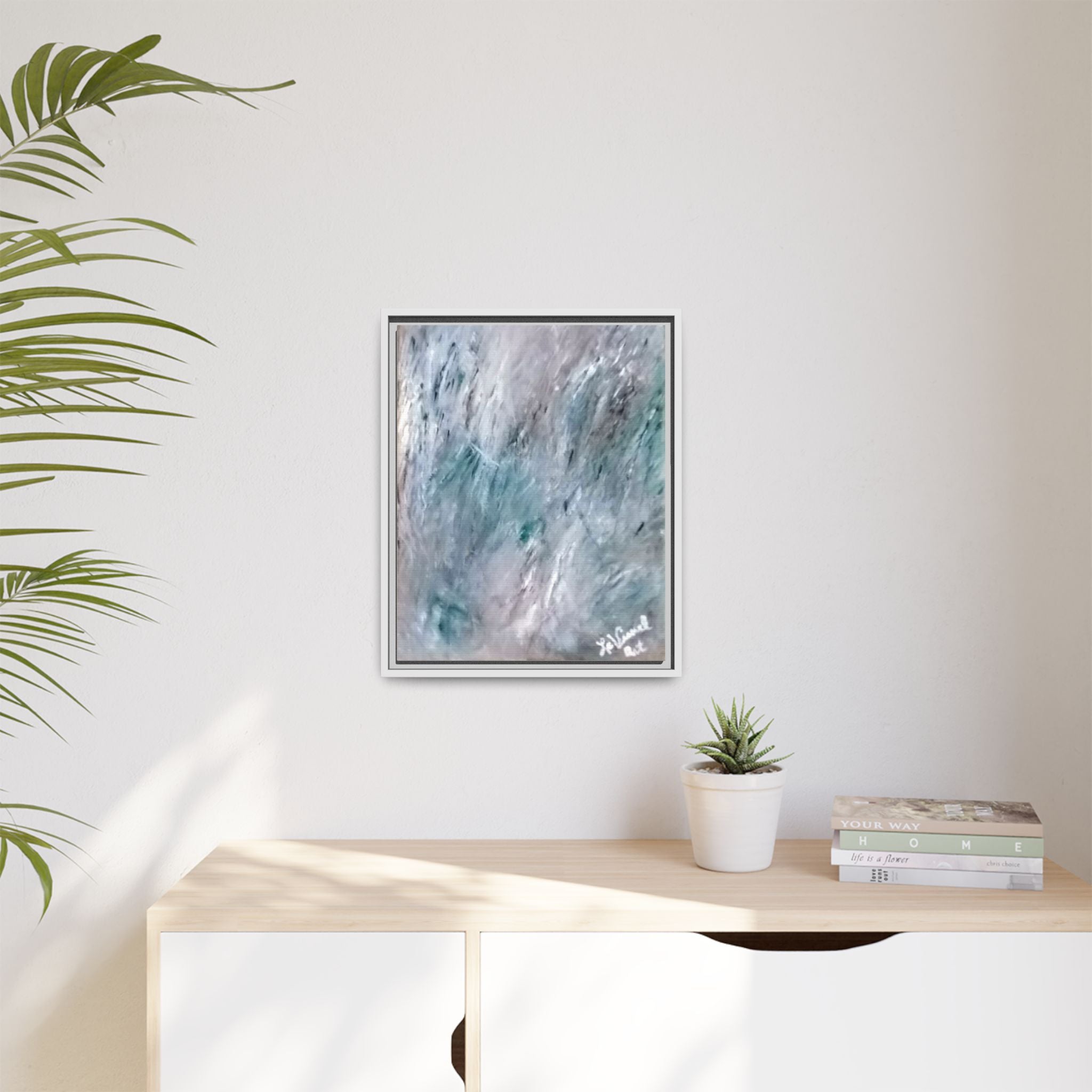Mint Chocolate Space Matte Canvas Framed Art
