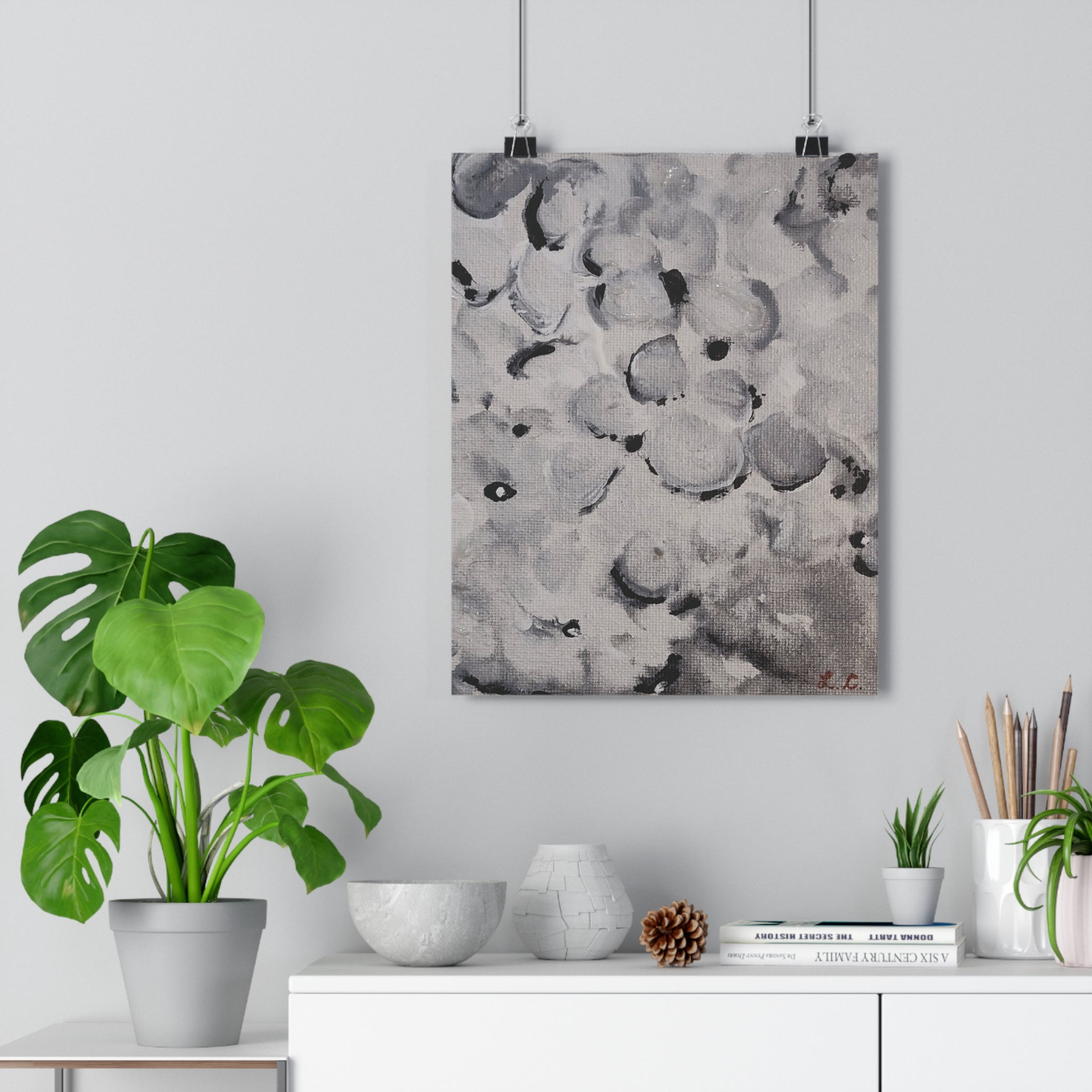 Sweet and Low Giclée Art Print — Abstract Black & White Flower Canvas