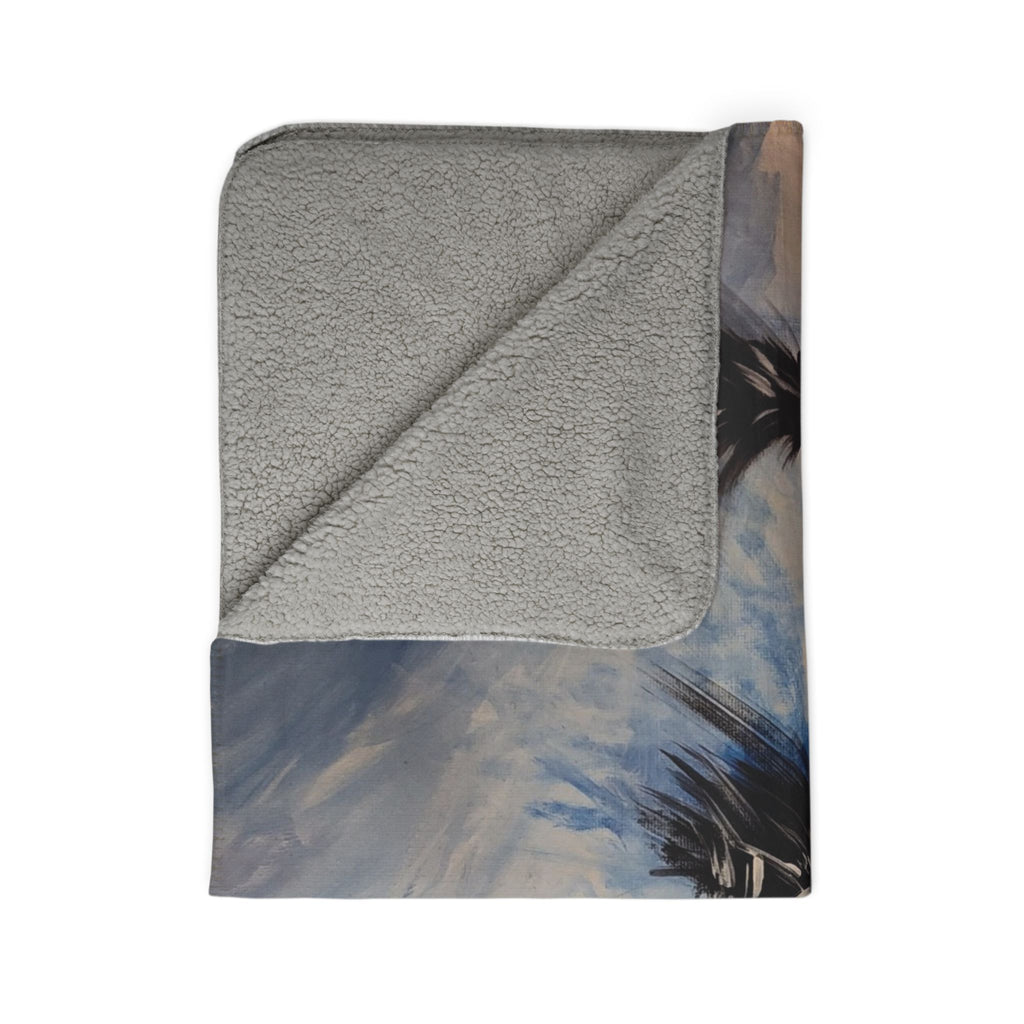 Cozy Wintery Scene Fleece Sherpa Blanket