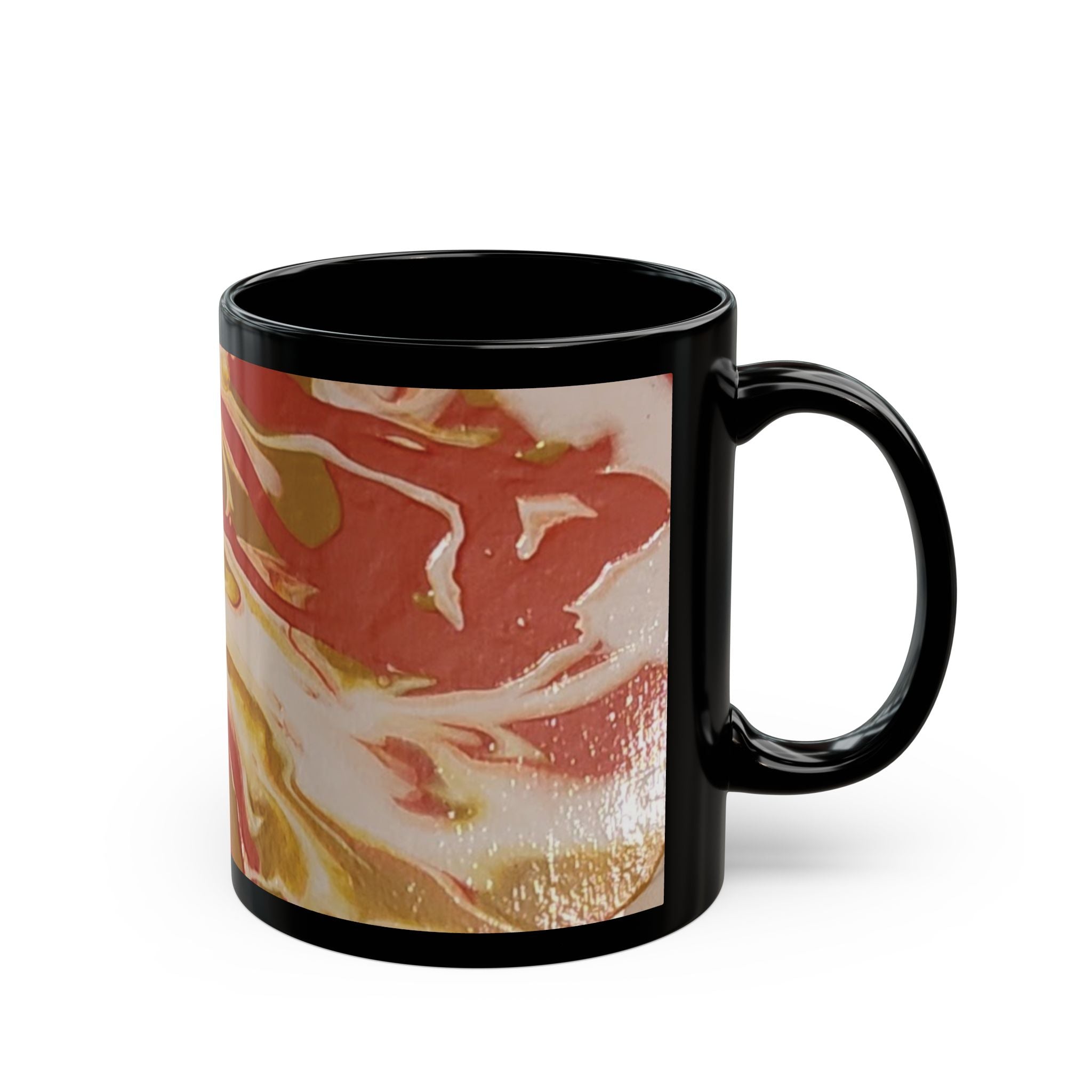 Black Beach Day Mug — Abstract Seaside Pattern (11oz & 15oz)
