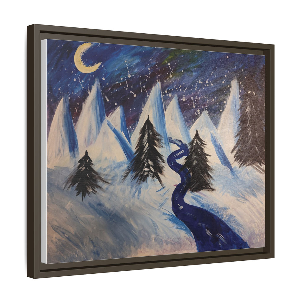 Wintery Scene Abstract Mountain Matte Canvas Framed Wall Art