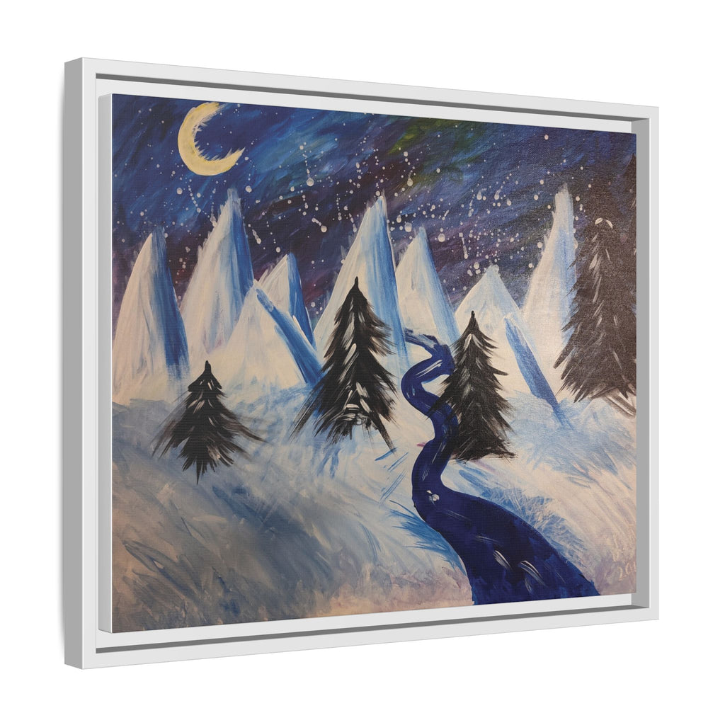 Wintery Scene Abstract Mountain Matte Canvas Framed Wall Art