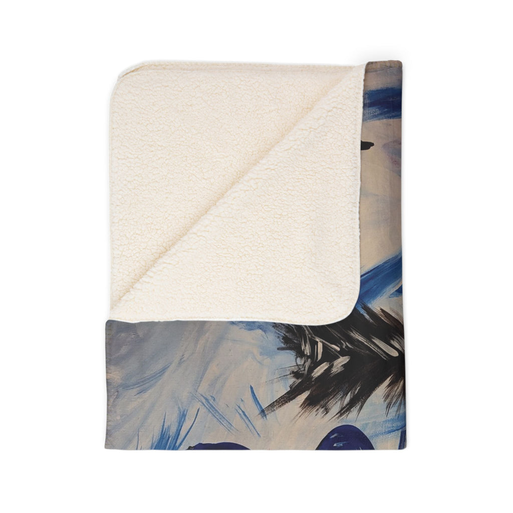 Cozy Wintery Scene Fleece Sherpa Blanket