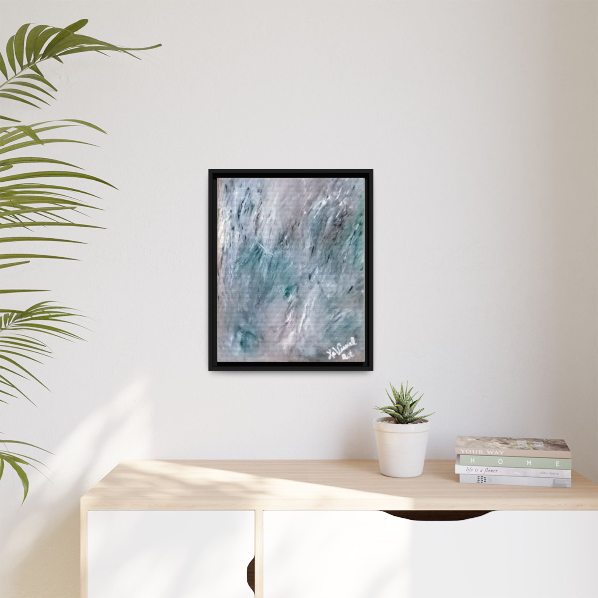 Mint Chocolate Space Matte Canvas Framed Art