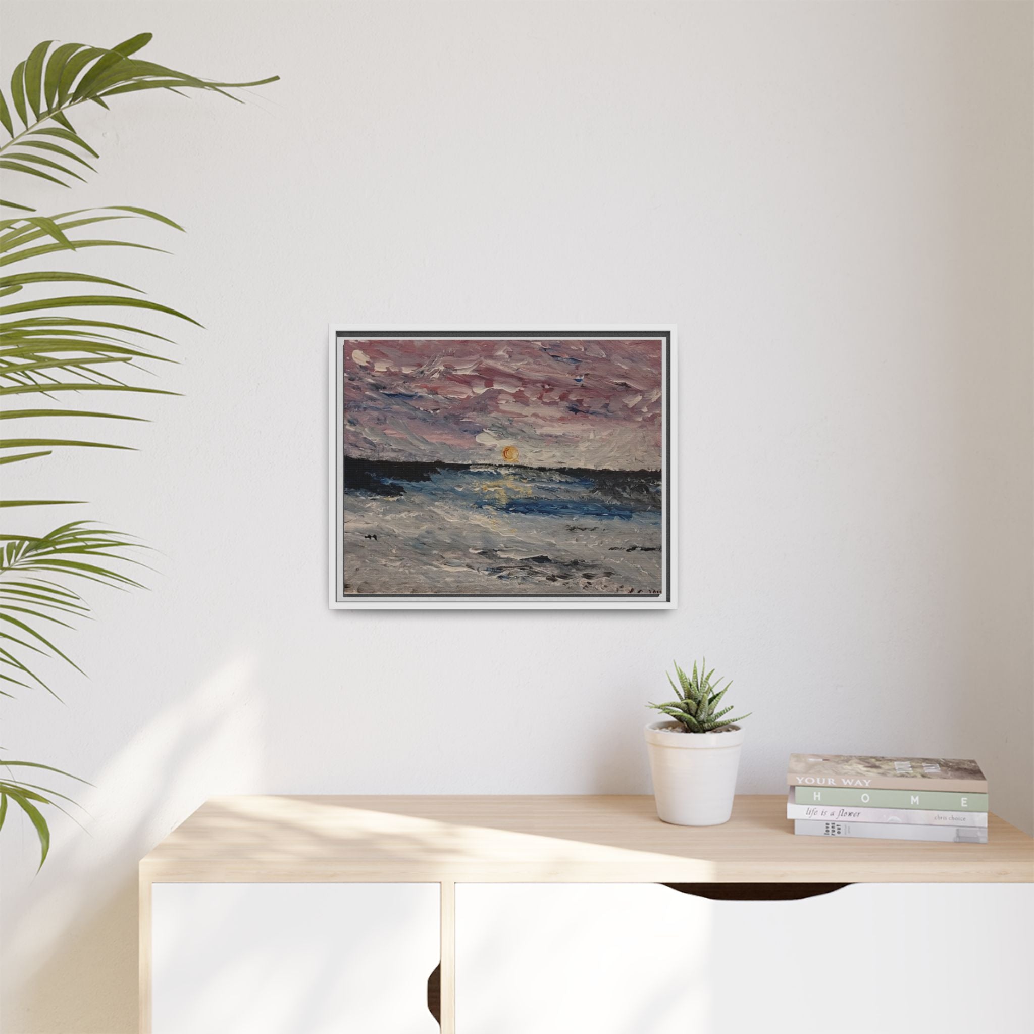 Serenity Matte Canvas Framed Wall Art — Abstract Peaceful Water Waves