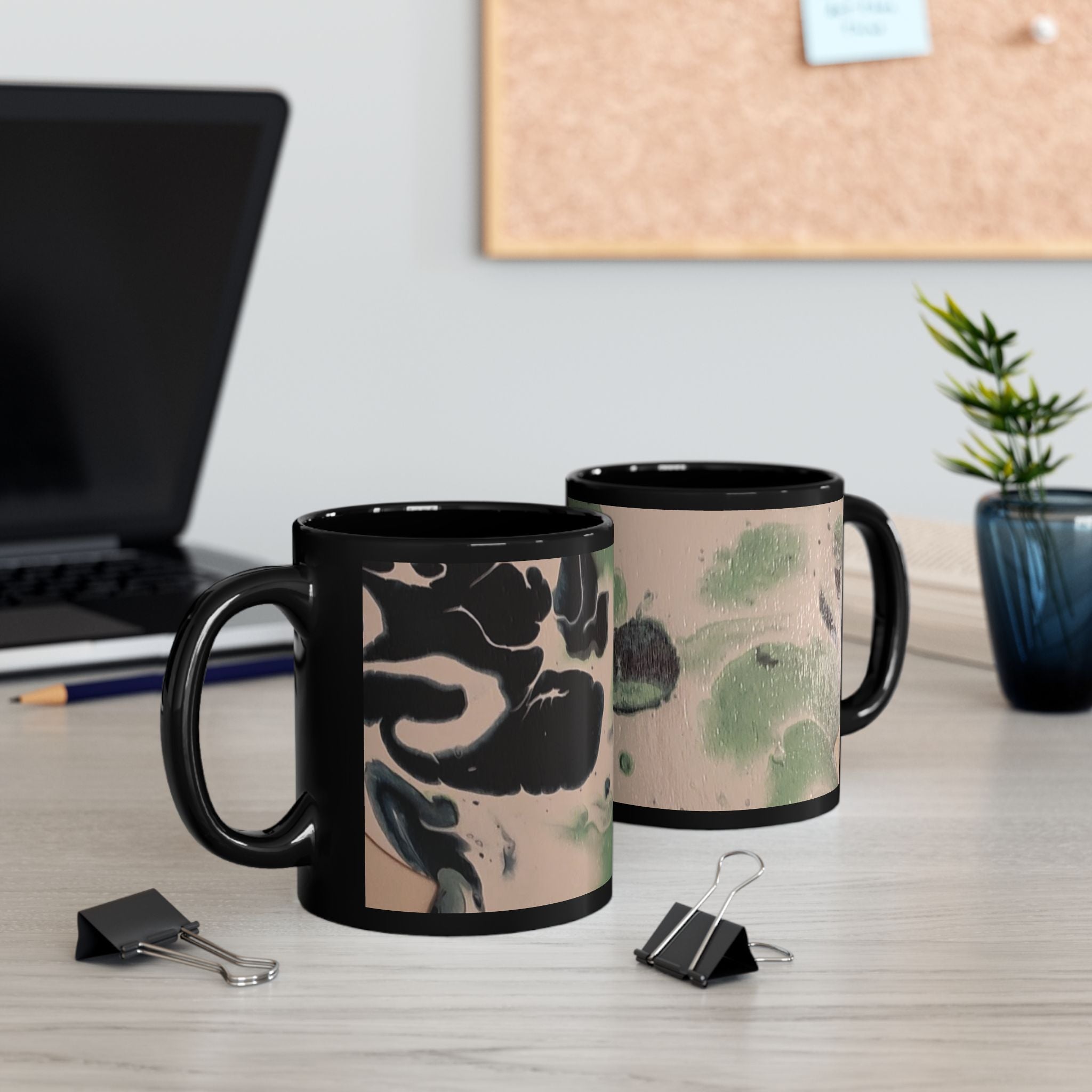 Winter Wonderland Abstract Pattern Black Mug – 11oz & 15oz
