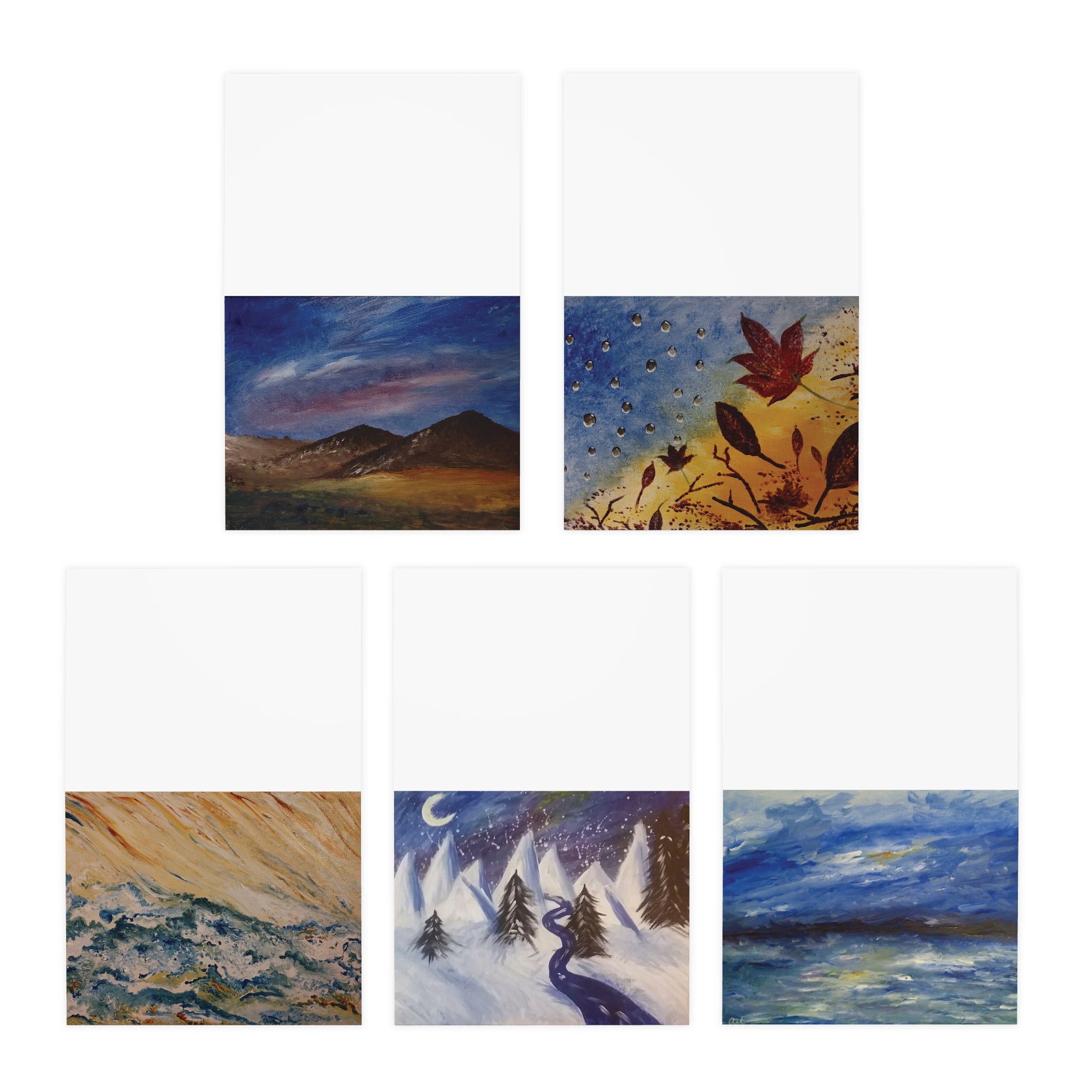 Artistic Multi-Design Greeting Cards - 5-Pack for All Occasions