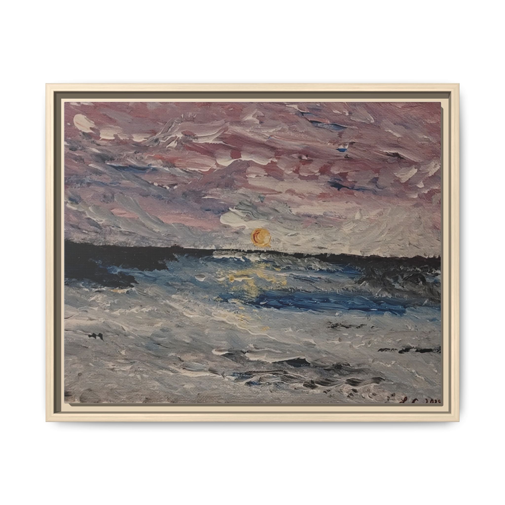 Serenity Matte Canvas Framed Wall Art — Abstract Peaceful Water Waves