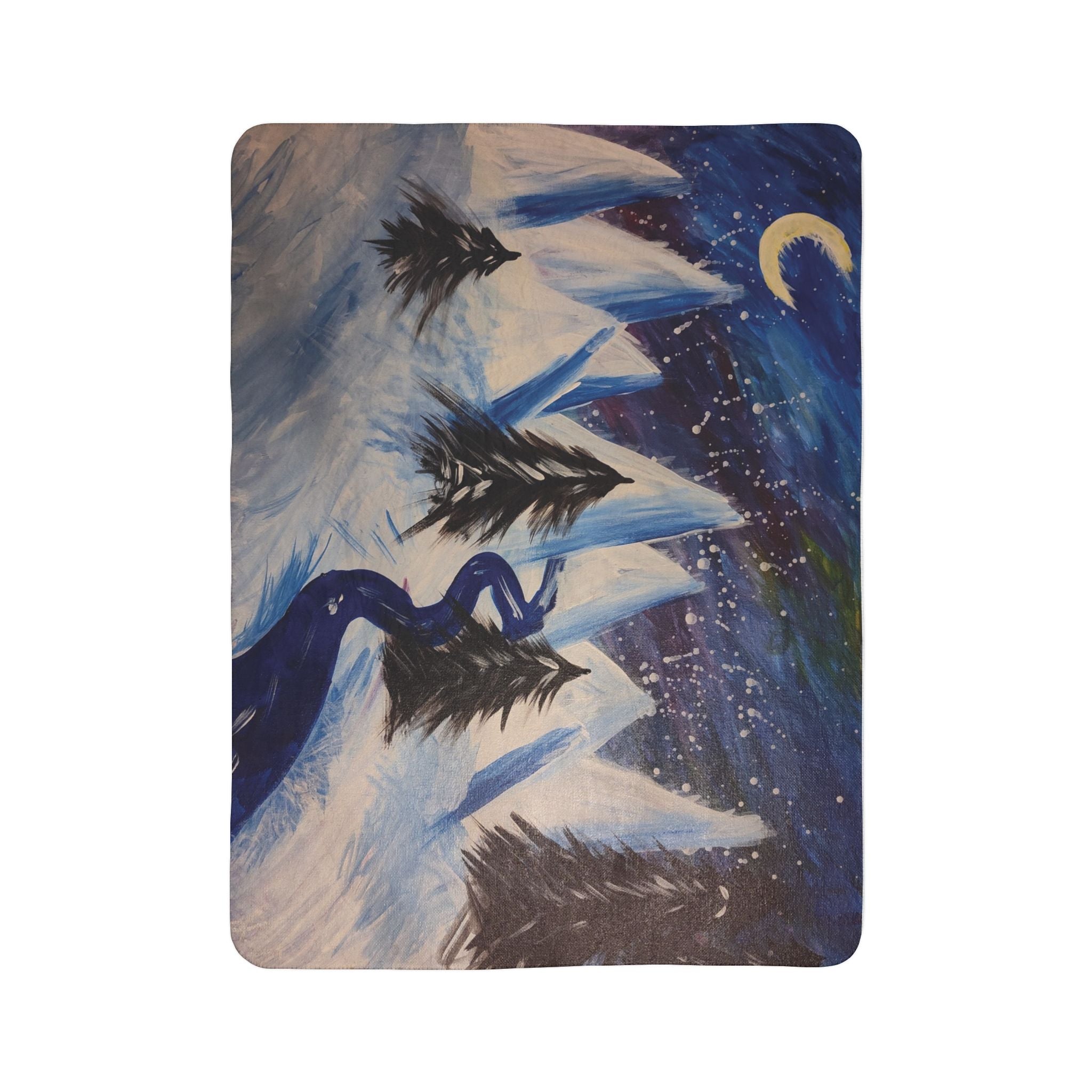 Cozy Wintery Scene Fleece Sherpa Blanket