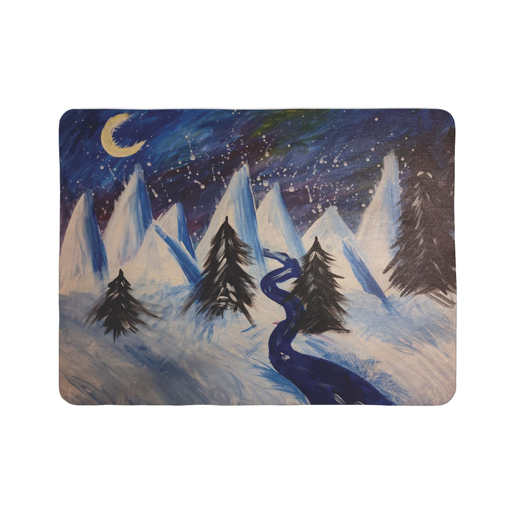Cozy Wintery Scene Fleece Sherpa Blanket