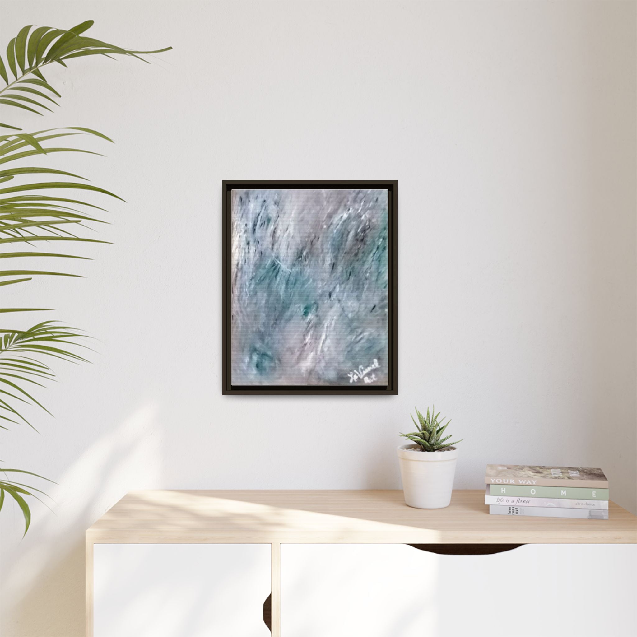 Mint Chocolate Space Matte Canvas Framed Art