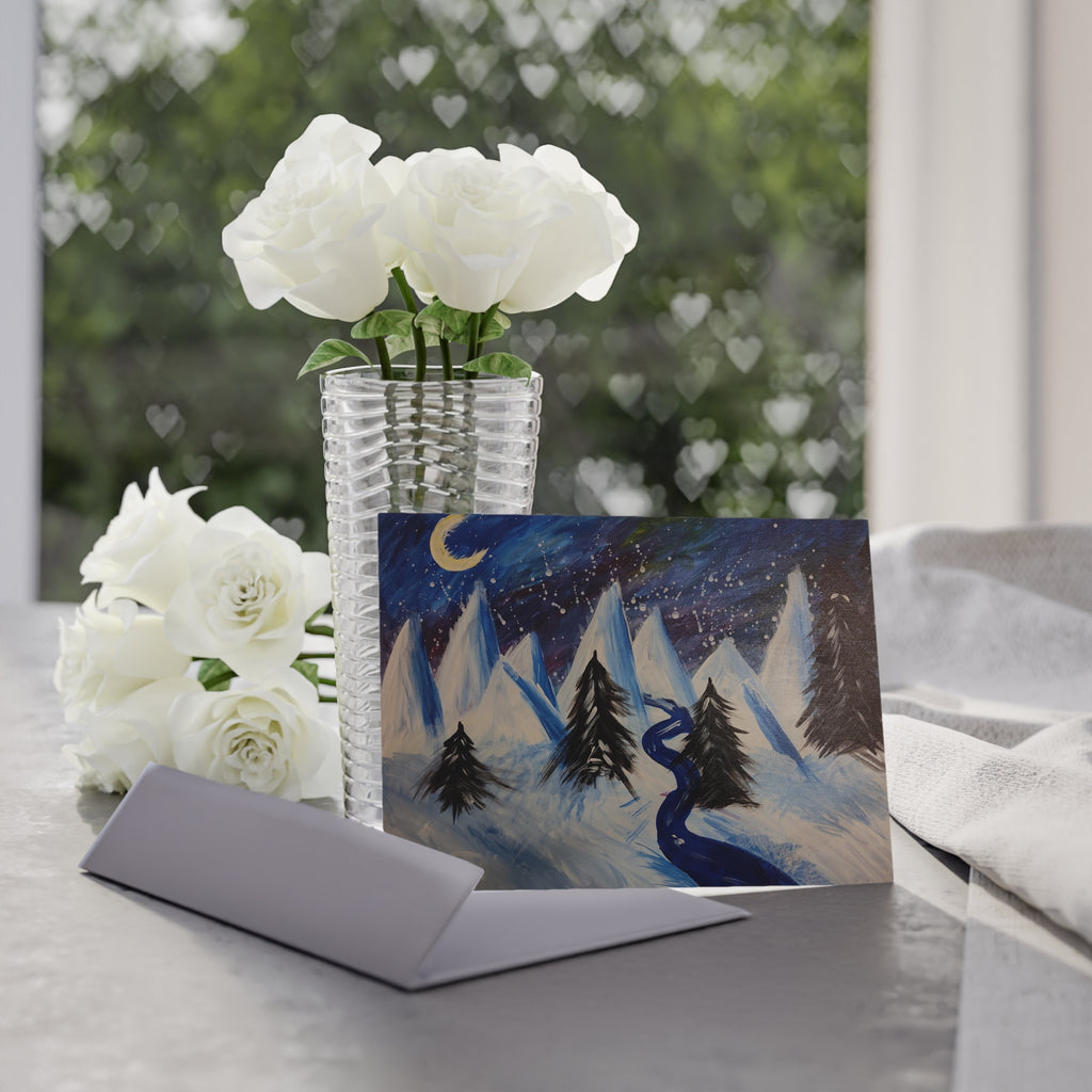 Winter Mountain Holiday Cards — One-Sided Scenic Holiday Greeting Cards
