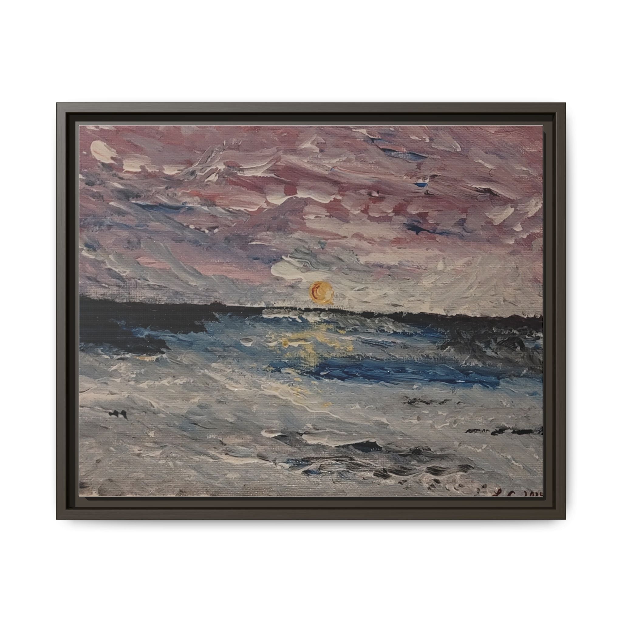 Serenity Matte Canvas Framed Wall Art — Abstract Peaceful Water Waves