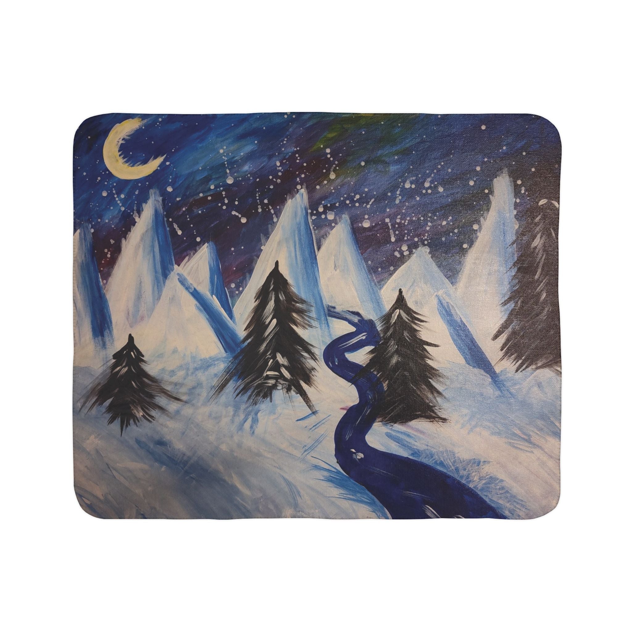Cozy Wintery Scene Fleece Sherpa Blanket