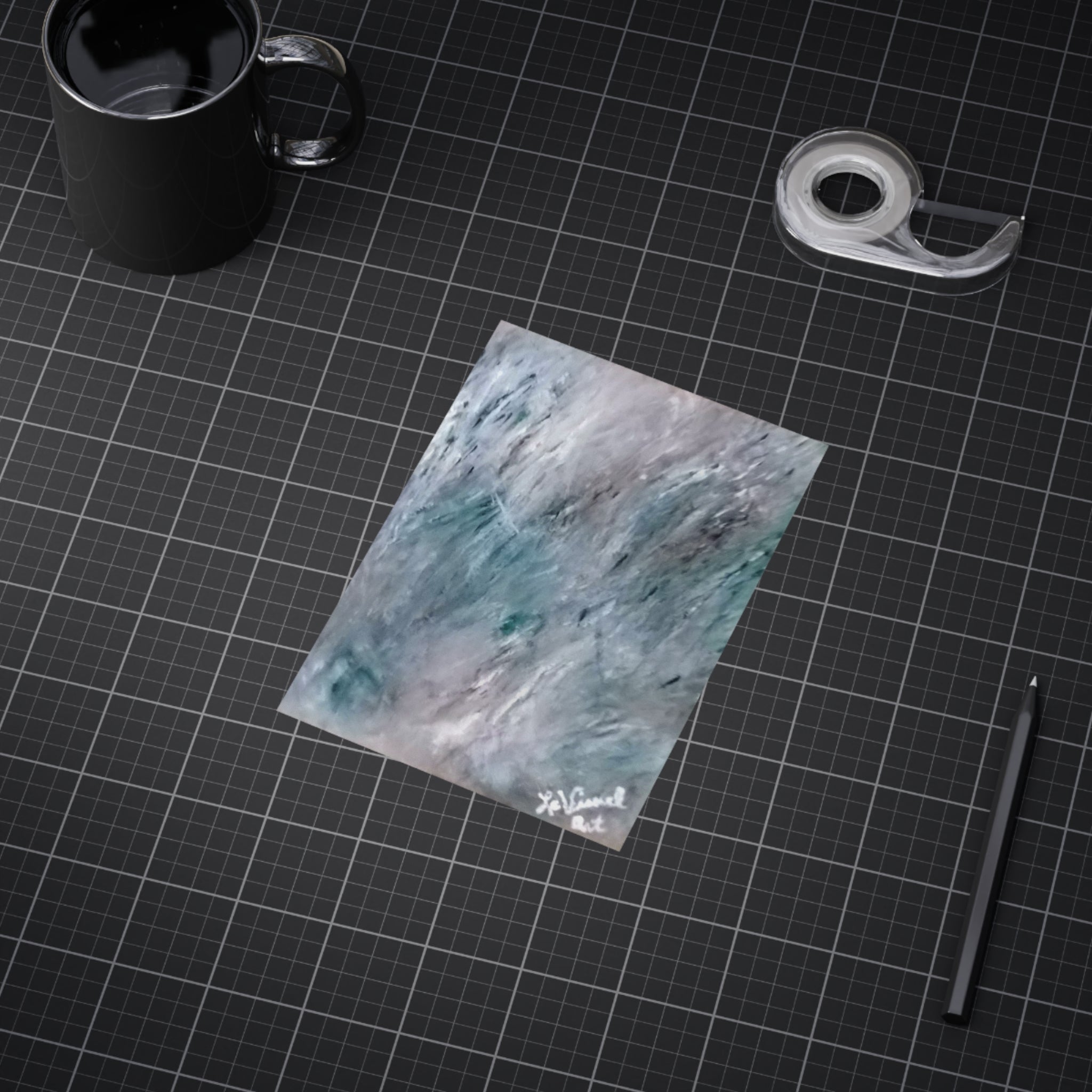 Abstract Art Print — Mint Chocolate Space Unframed