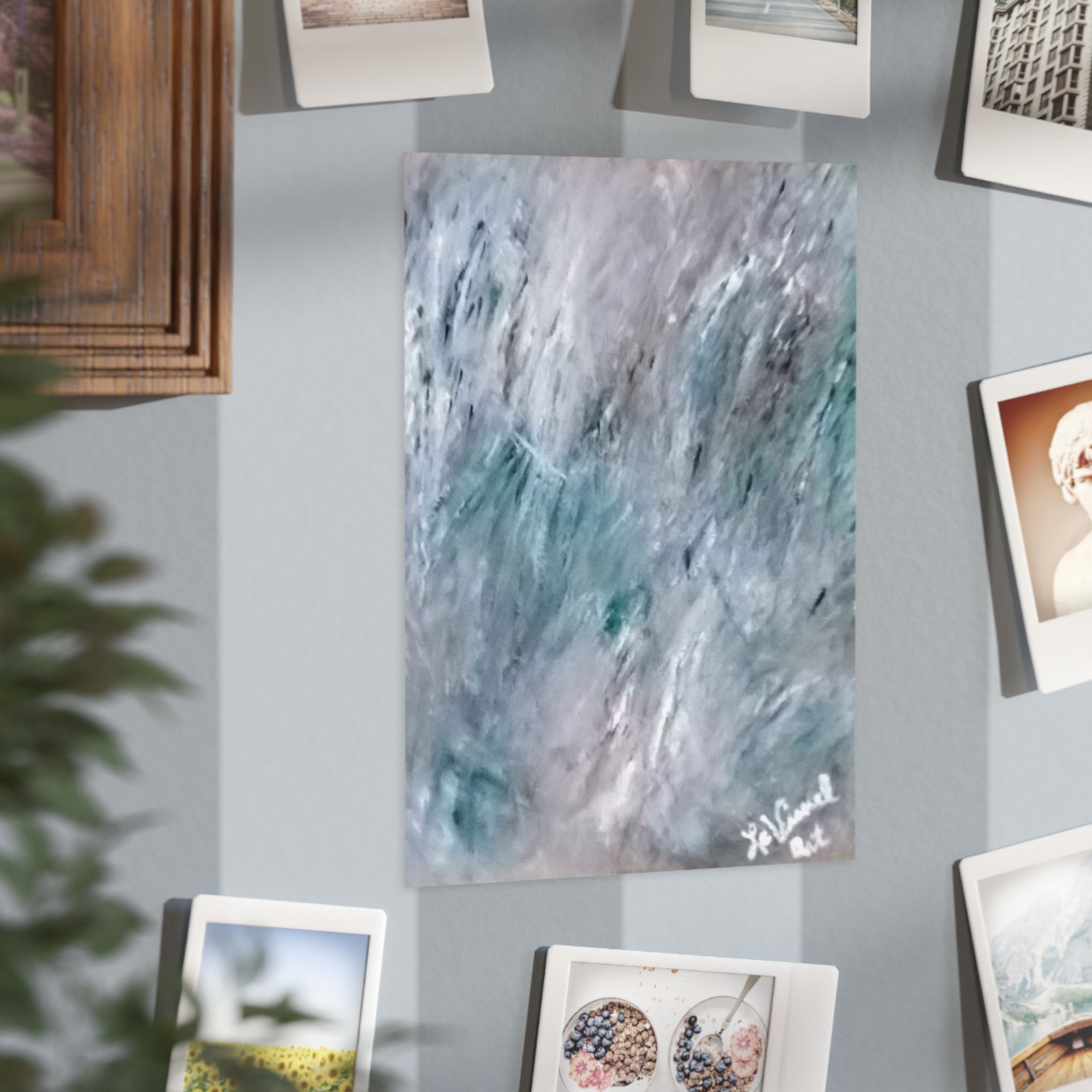 Abstract Art Print — Mint Chocolate Space Unframed
