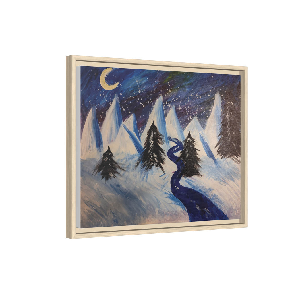 Wintery Scene Abstract Mountain Matte Canvas Framed Wall Art