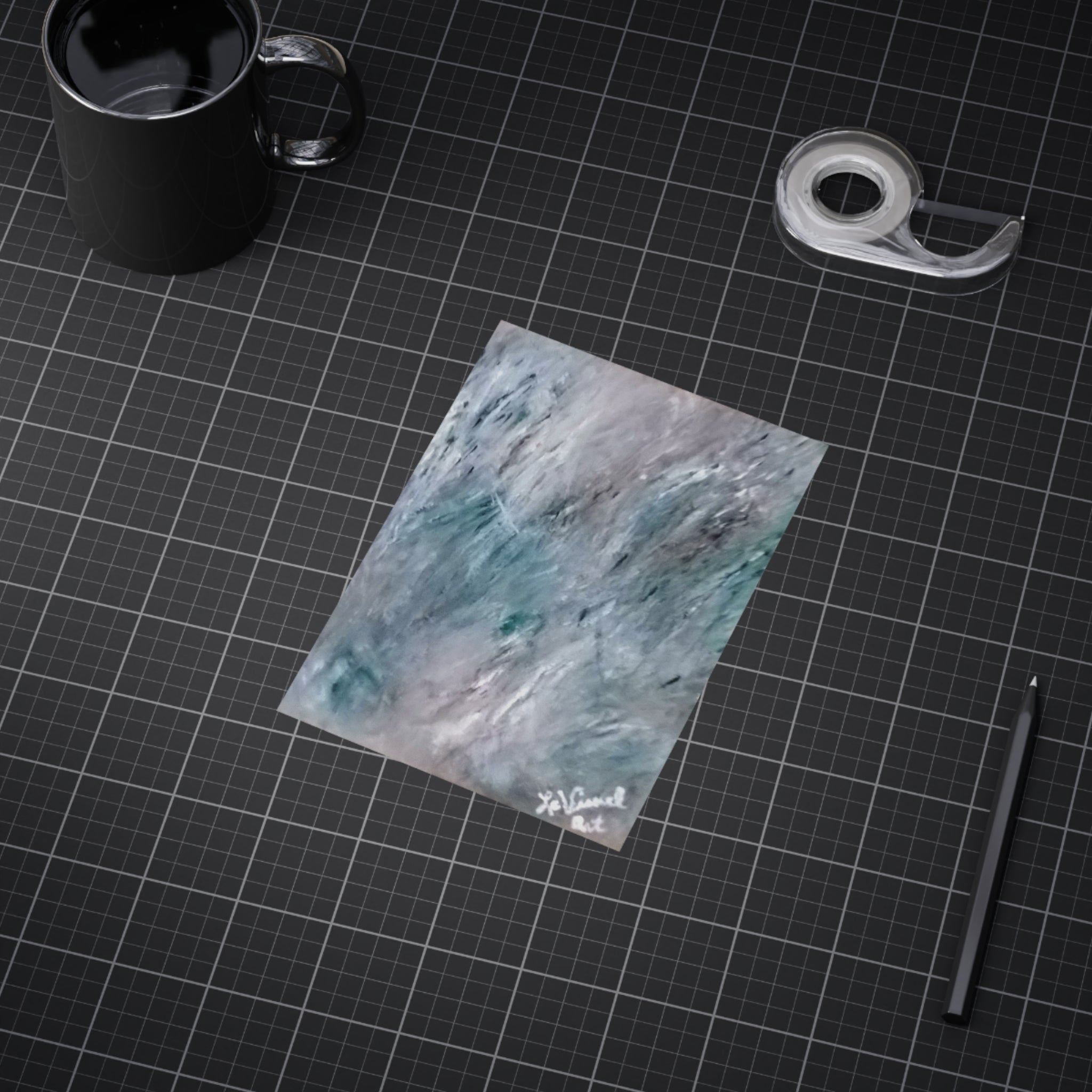 Abstract Art Print — Mint Chocolate Space Unframed