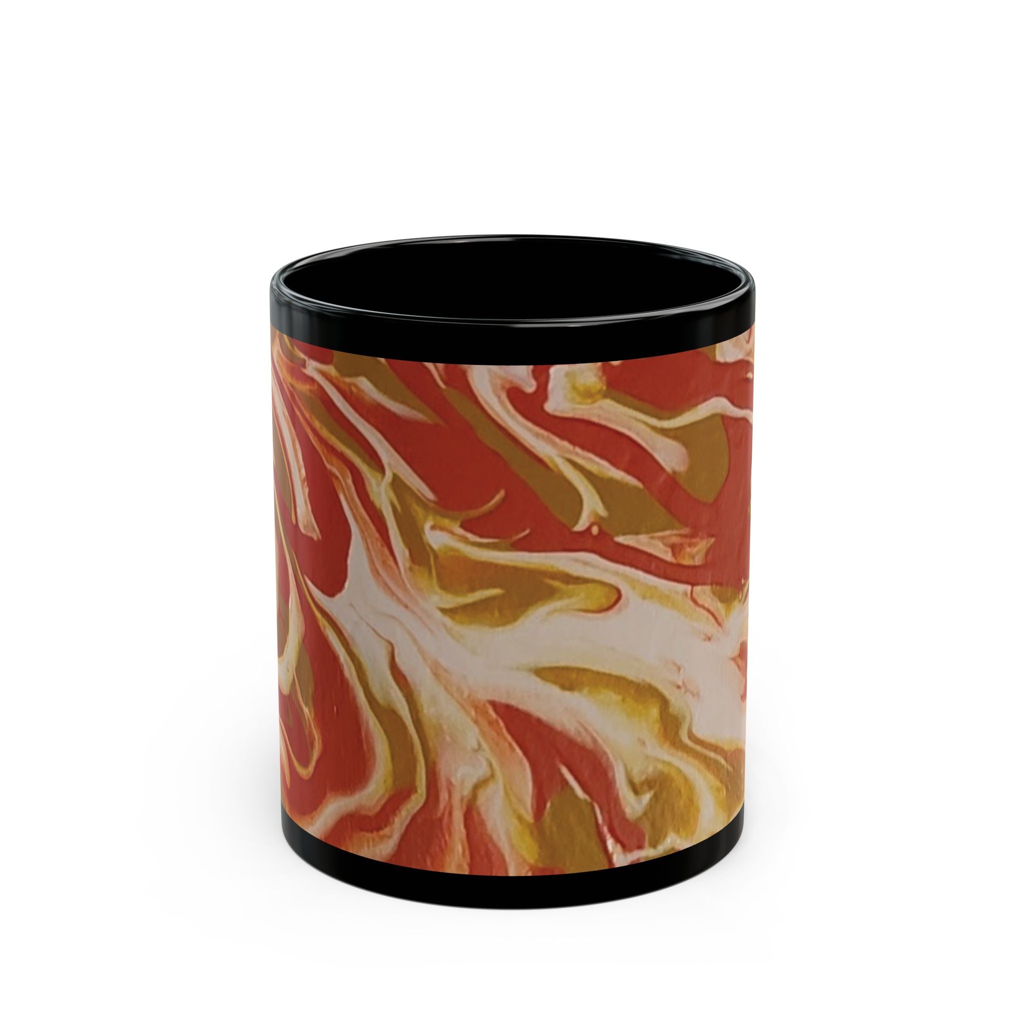 Black Beach Day Mug — Abstract Seaside Pattern (11oz & 15oz)