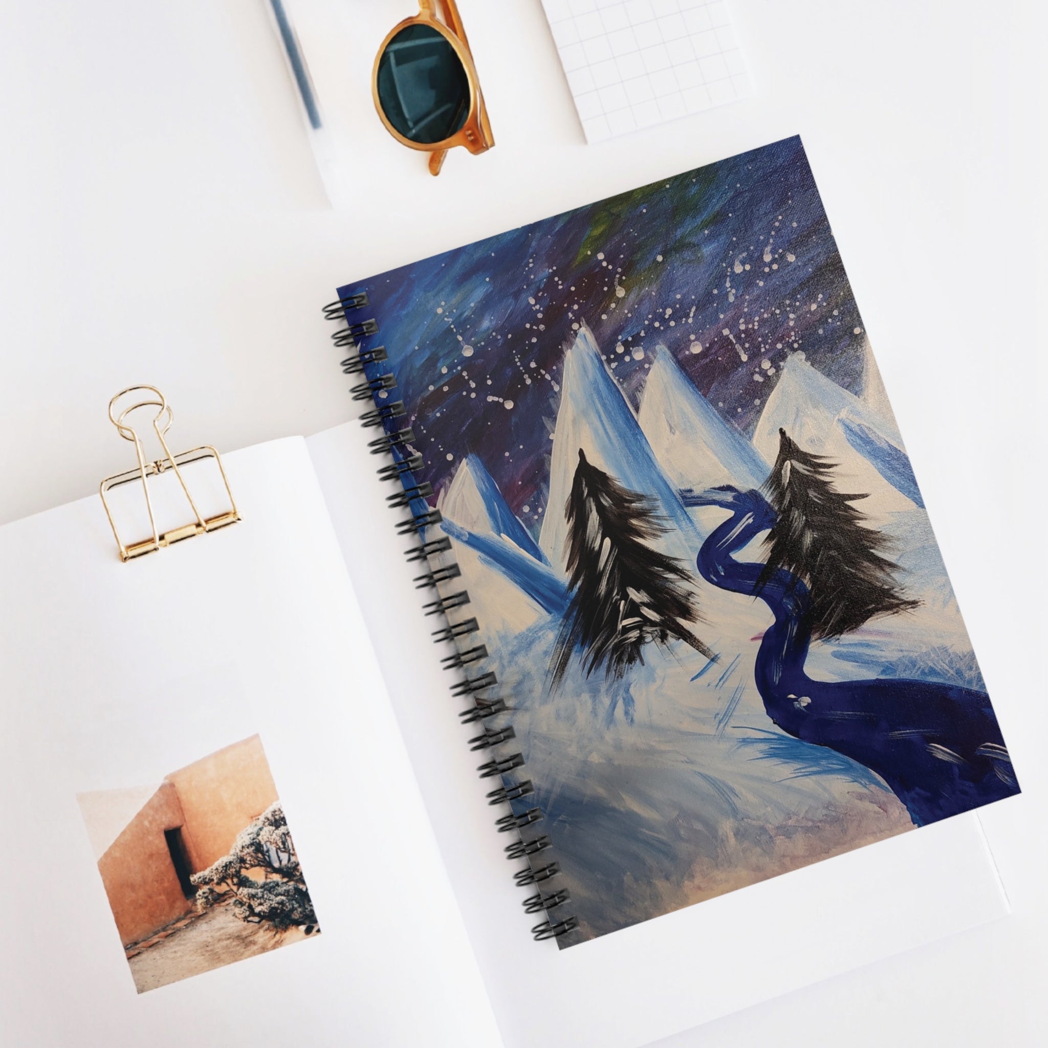 Wintery Scene Abstract Mountains Spiral Notebook — Ruled Journal