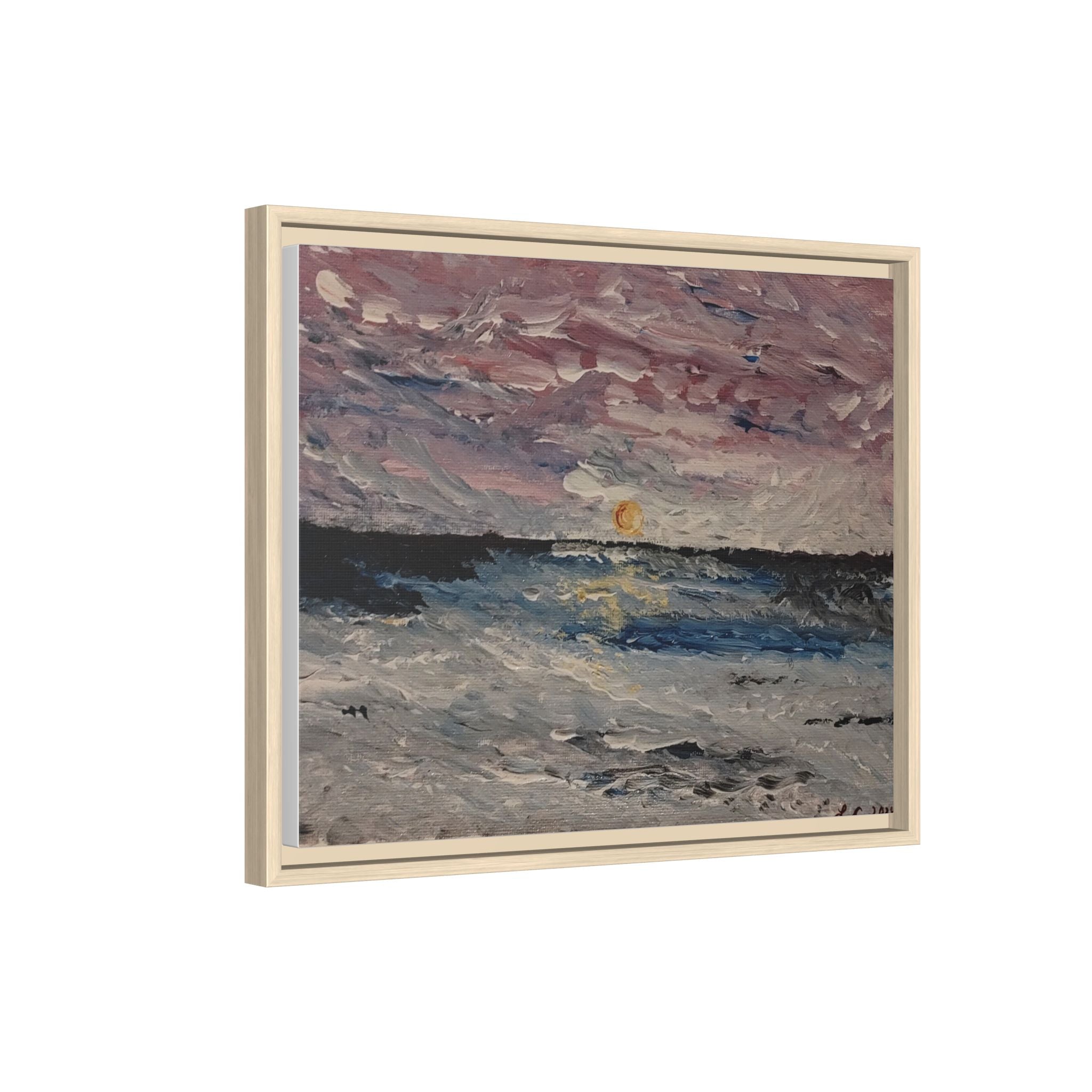 Serenity Matte Canvas Framed Wall Art — Abstract Peaceful Water Waves
