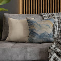 Dream Catcher: Counterclock Wise | Abstract Mountain Pillow Cover, Blue & Gold
