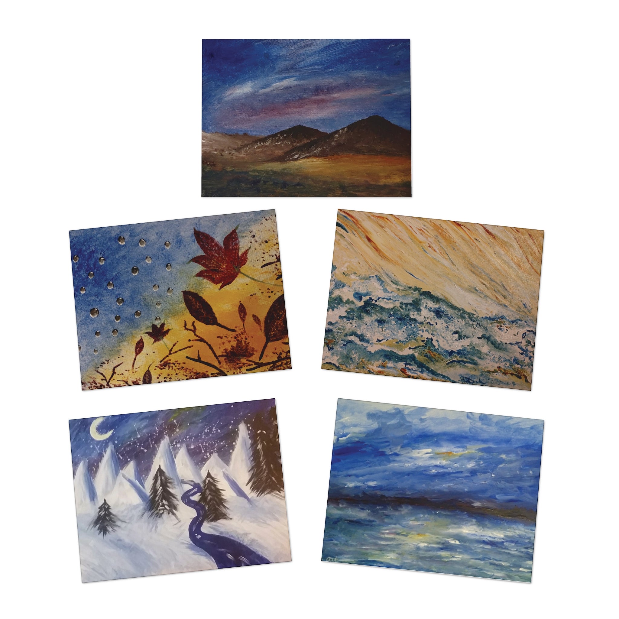 Artistic Multi-Design Greeting Cards - 5-Pack for All Occasions