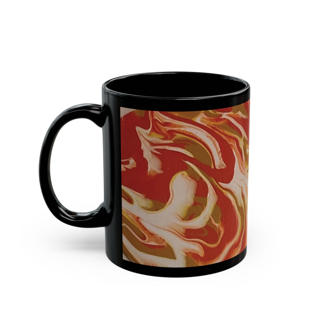 Black Beach Day Mug — Abstract Seaside Pattern (11oz & 15oz)