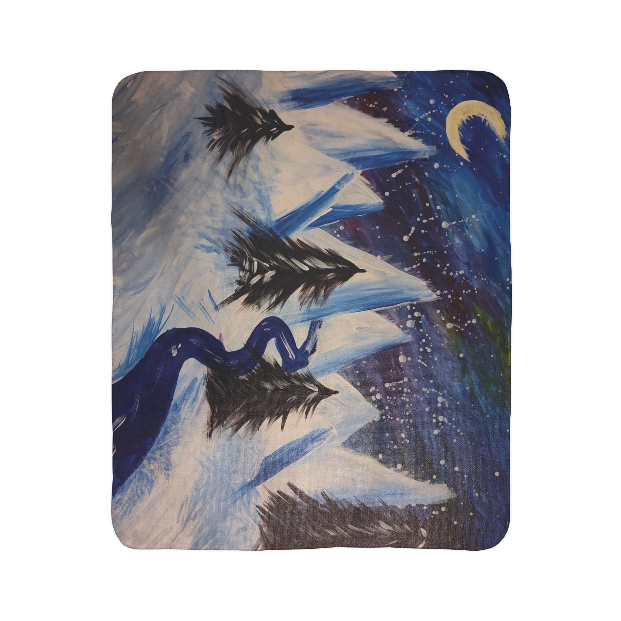 Cozy Wintery Scene Fleece Sherpa Blanket