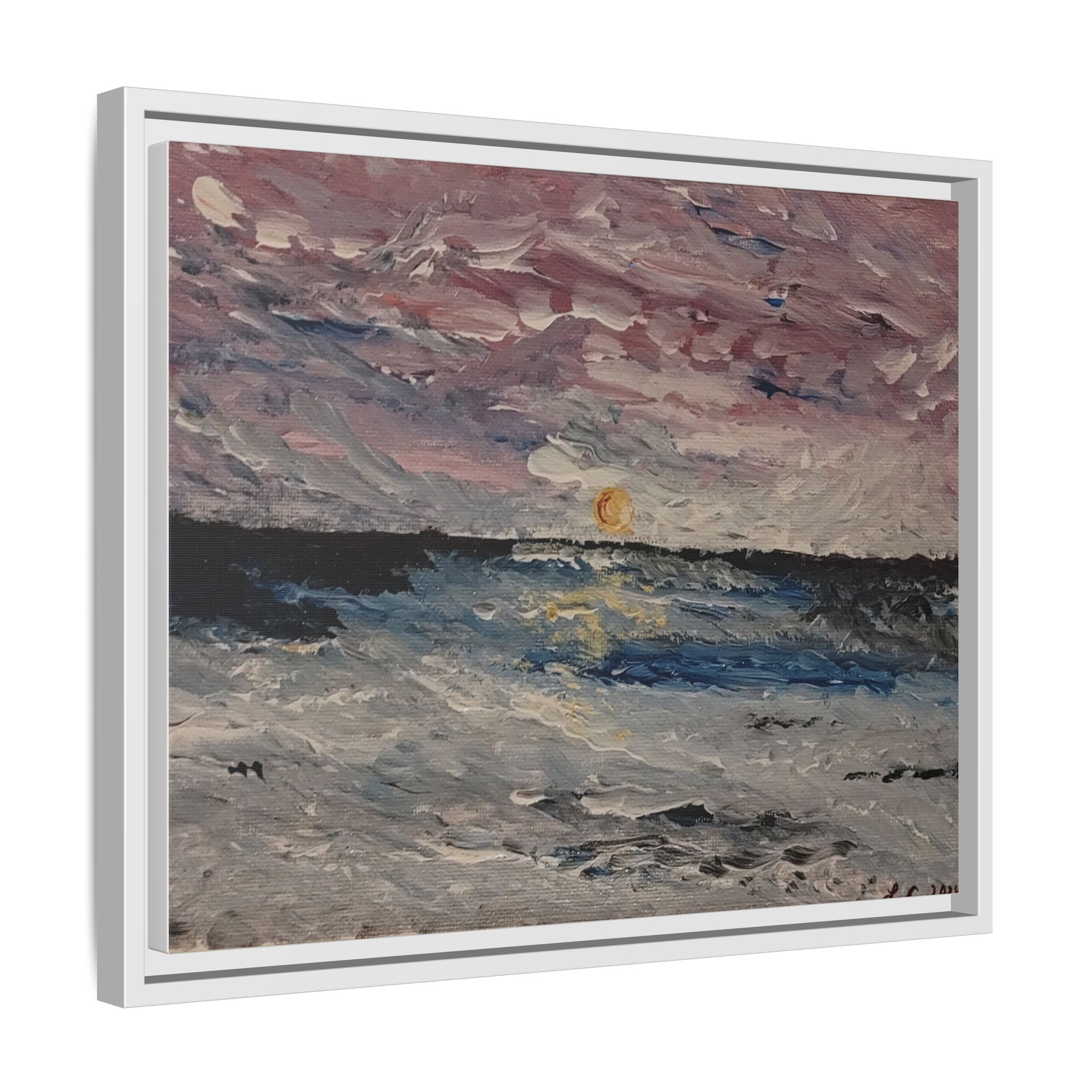 Serenity Matte Canvas Framed Wall Art — Abstract Peaceful Water Waves