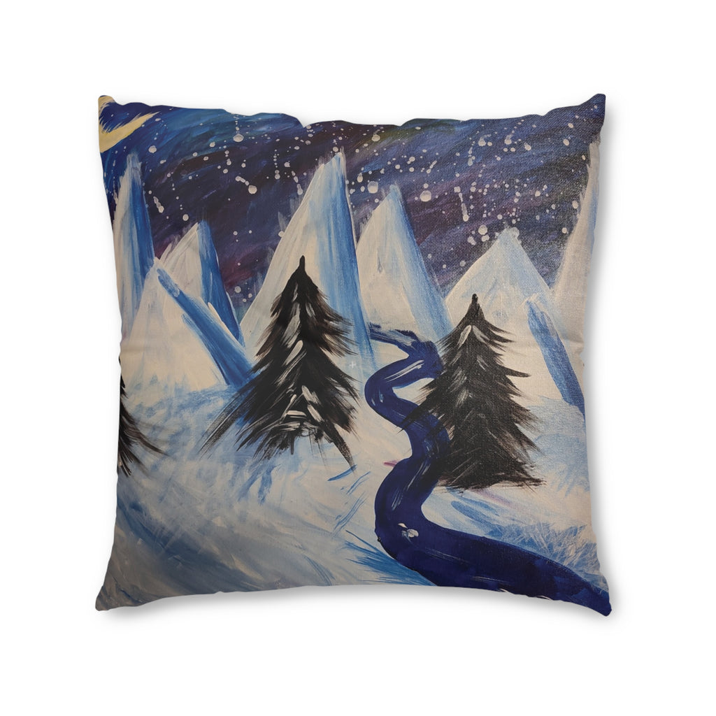 Wintery Scene Tufted Floor Pillow
