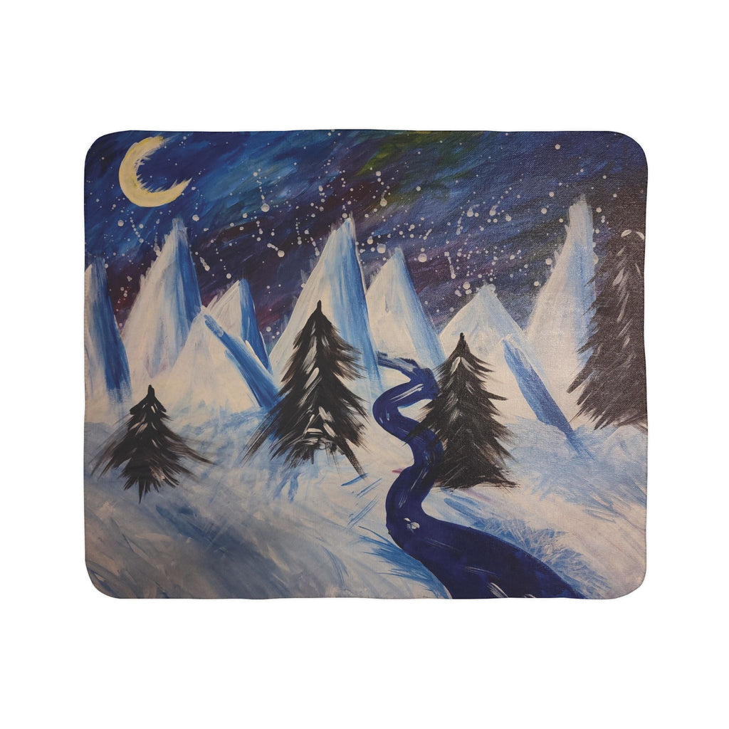 Cozy Wintery Scene Fleece Sherpa Blanket