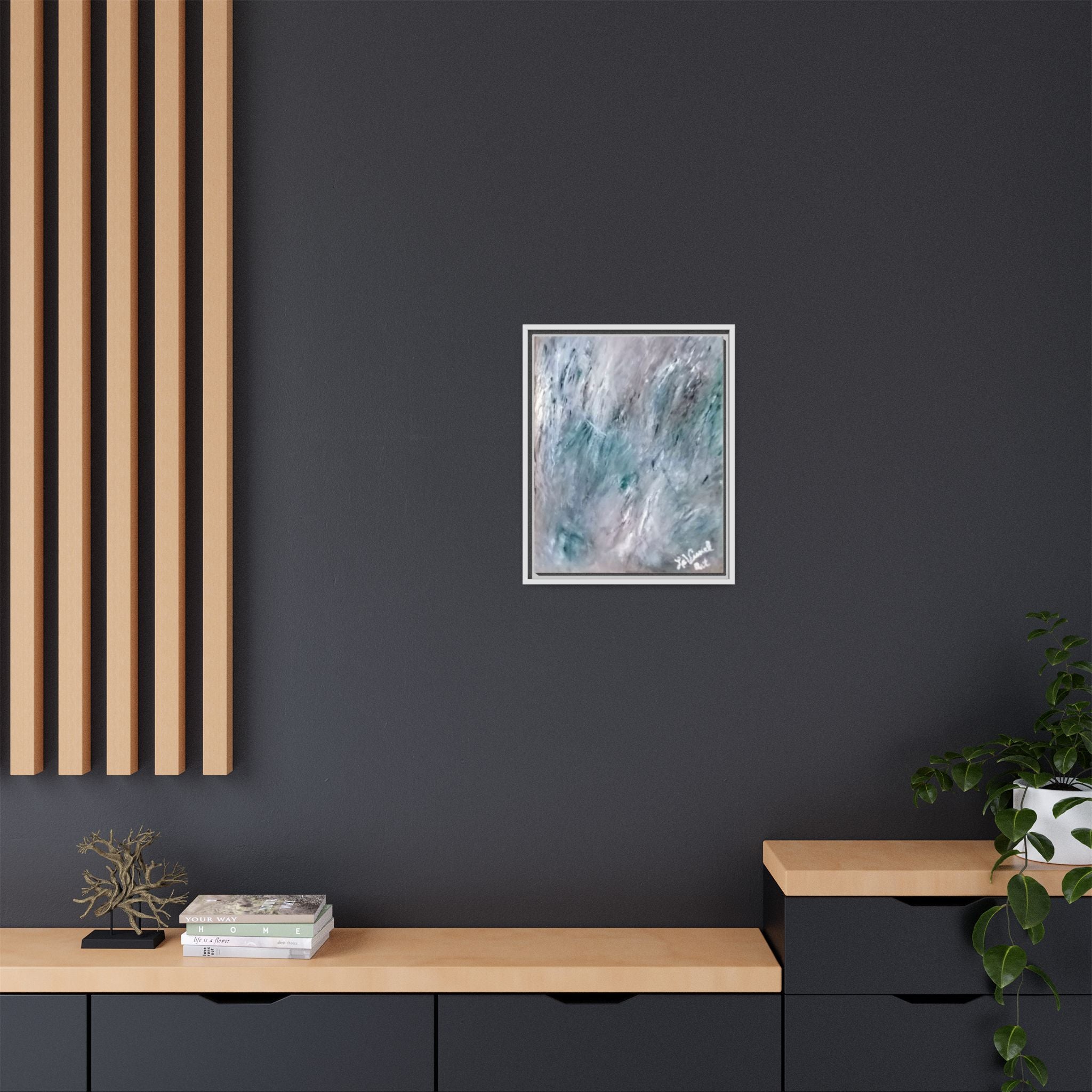 Mint Chocolate Space Matte Canvas Framed Art