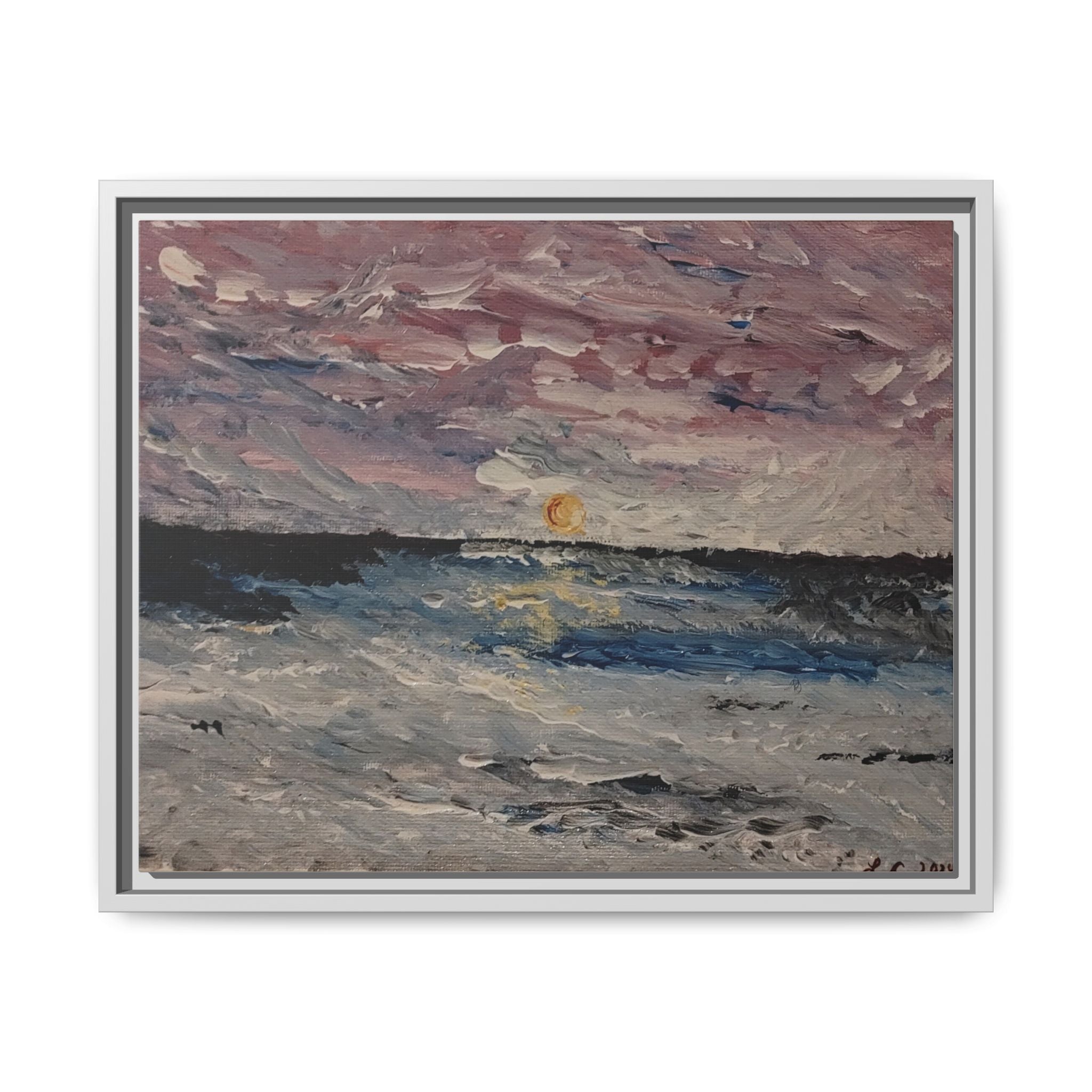 Serenity Matte Canvas Framed Wall Art — Abstract Peaceful Water Waves